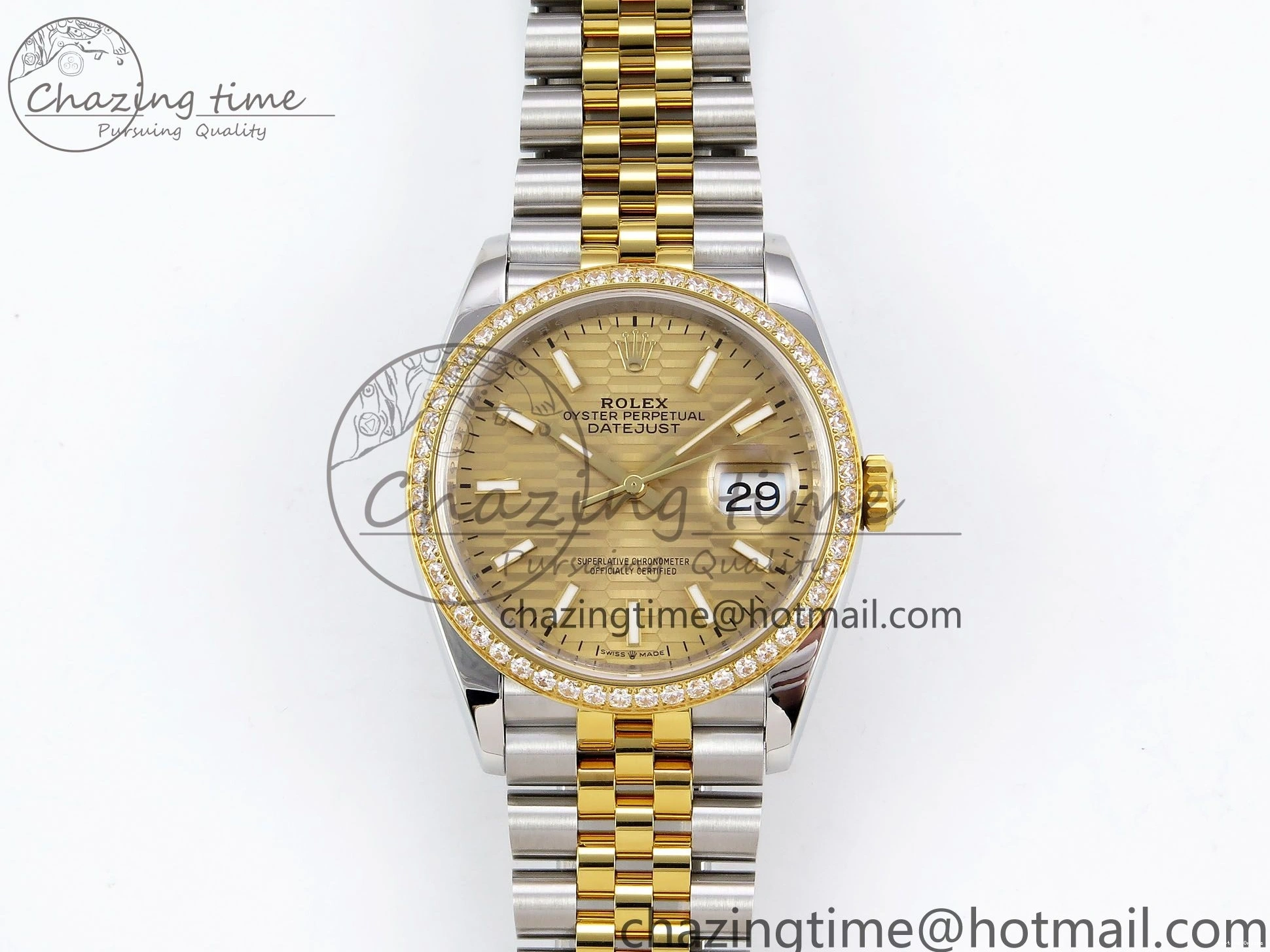 0223 Minimalist DateJust 36 SS 126283rbr VSF 1:1 Best Edition 904L Steel YG Textured Dial on Jubilee Bracelet VS 1378